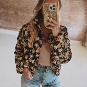 Floral Corduroy Puffer Jacket💐